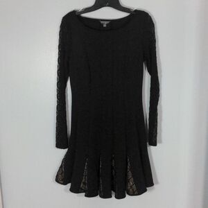 Catherine malandrino black long lace sleeve dress size 8